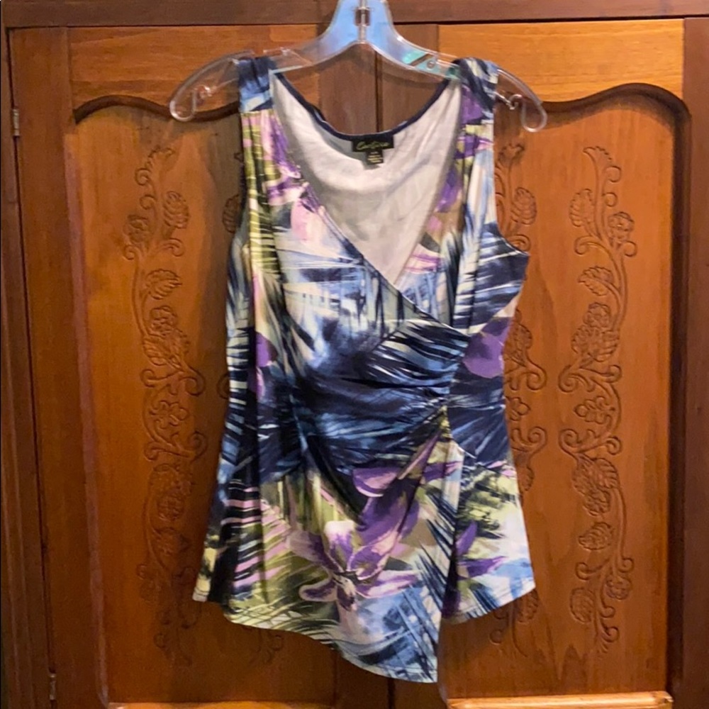 Tropical print wrap top